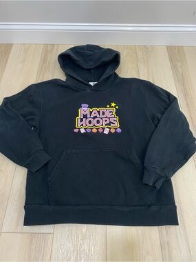 Made Hoops Men's Logo Pullover Hoodie Sweatshirt Black Large